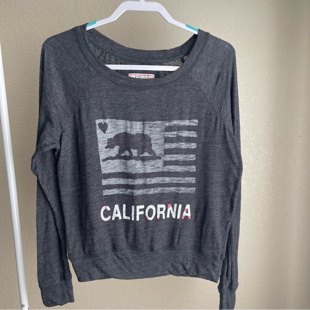 Reflex Floral Patch Graphic long sleeve Tee - Charcoal, Red